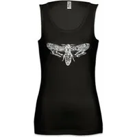 Urban Backwoods Tanktop Moth Ärmelloses Damen T-Shirt Motte Death Skelett Skeleton Black White Gothic Horror Insekt Insekten