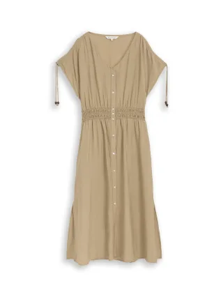 Tom Tailor - Midi-Kleid mit Knopfleiste silver olive - Gr. - 38