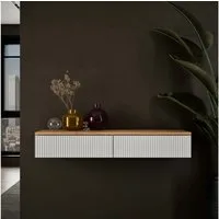 Planetmöbel Konsolentisch AMYRA (Wandmontage, 100 x 16 x 35 cm, Gold Eiche - Weiß), Wand-Konsole für Garderobe, Flur und Schminktisch