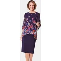 GOLDNER Abendkleid Kleid mit floralem Chiffonüberwurf