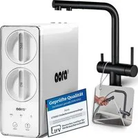 AORA Wasserhahn-Wasserfilter, Umkehrosmose 8-stufig, tanklos, inkl. NORA Pull-Out Schwarz