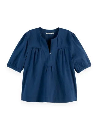 Scotch & Soda - Top mit kurzen Ärmeln blau - Gr. - 38