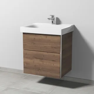 Sanipa 3way Waschtischunterbau zu Geberit Xeno2 Waschtisch mit 2 Auszügen, Eiche-Tabak BR66050