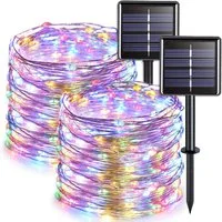 Athlix LED-Lichterkette Solar LED-Lichterkette 2x Solar Lichterkette Außen 10m 100 LED, 10m 100 LED Outdoor Solarlichterkette, Wasserdicht und 8 Modi