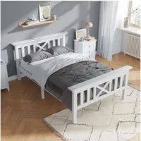Flieks Massivholzbett, Einzelbett Kinderbett 90x200cm Kiefer ohne Matratze