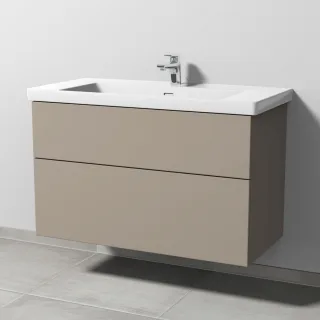 Sanipa 3way Waschtischunterbau zu Villeroy & Boch Subway 3.0 Waschtisch mit 2 Auszügen, Sandgrau-Mat SF84967