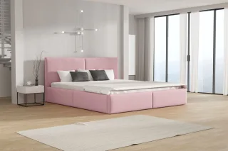 Polsterbett Doppelbett BERGEN Komplettset 140x200cm Stoff Magic Velvet Rosa