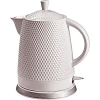 KVOTA Wasserkocher elektrisch,Keramik "Weißer Schwann" Noppen-Design, 1.5 l, 1500,00 W, Smartes-Keramik-Design