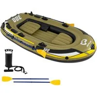 COSTWAY Schlauchboot, für 2 Personen, aufblasbares Boot 2 Paddeln, Handpumpe