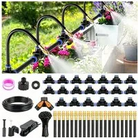 ibettertec Bewässerungssystem Automatische Garten Bewässerung Kit Tropfbewässerung, (Set, Gartenbewässerungssystem), Einstellbare Sprühdüse für Landschaft Flower Bed und Terrasse Pflanzen