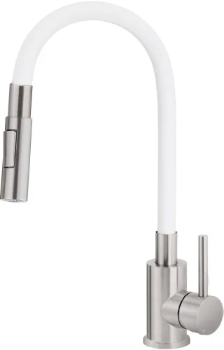 Neuesbad Spültischarmatur mit FLEXIBLE Auslauf, 2-FUNKTION SPRAY, Edelstahl-Weiß NB1DEBOCW7401