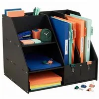 relaxdays Briefablage Schreibtisch Organizer DIN A4 (1-St), schwarz