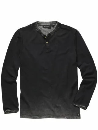 Mey & Edlich Herren Blue-Note-Henley Schwarz 100 % Baumwolle