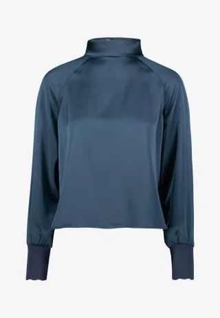 zero - Satinbluse mit Stehkragen - Gr. - 34