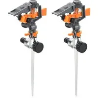 Brandson Kreisregner Intervall-Sprinkler, Rasensprenger mit Pulsation, 360° Impulsregner, für Flächen bis 200 m², (2-St), Rasensprinkler, 7m Reichweite, Gardena kompatibel