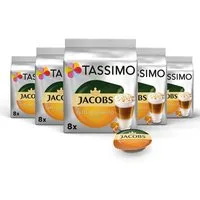 TASSIMO Kaffee Kapseln Jacobs Latte Macchiato Caramel T Discs 40 Getränke, (Packung, 5er Pack)