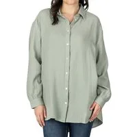 DENIMFY Hemdbluse Damen Bluse DFMathilda Oversized Fit Basic Musselin Hemd aus 100% Baumwolle