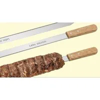 Kette´s Grillzubehör Grillspieß Adana Grillspieß mit Holzgriff 60cm 25mm Breit Edelstahl (12 Stück im Karton oder 6 Stück in Tasche), hitzebeständig und korrosionsbeständig