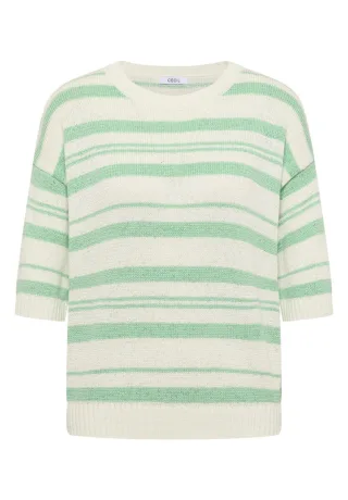 CECIL - Kurzarm Pullover mit Streifen grün - Gr. - XL