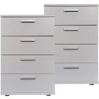 HTI-Living Nachtschrank Nachtkommode 4 Schubladen Nina Weiß 2er-Set (Set, 2-St., 2 Nachtschränke) Nachtschrank Nachttisch
