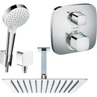 Hansgrohe und Jowi Duscharmatur Ecostat E Thermostat, Unterputz Duschsystem, Deckenanschluss (Unterputz-Duschsystem, Set) Thermostat