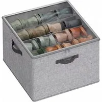 SONGMICS Aufbewahrungsbox Schuh-Organizer aus Stoff, für bis zu 16 Paar Schuhe, stapelbar, Deckel transparent