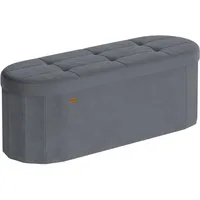 SONGMICS Sitzhocker Sitzbank, für Wohnzimmer, Flur, Schlafzimmer, 110 L, 38 x 110 x 38 cm, mit Stauraum, Aufbewahrungsbox, faltbare, einfacher Aufbau, Samt, grau