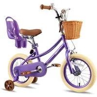 Vankel Kinderfahrrad für Mädchen, 12–20 Zoll, ab 2 jahre, 1 Gang, Mit Korb, Puppensitz und Stützrädern