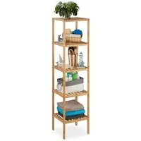 relaxdays Badmöbel-Set Badregal Bambus mit 5 Ablagen