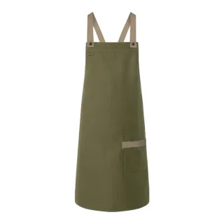 Karlowsky - "Urban-Look" Latzschürze, Kreuzgurt und Tasche (Moosgrün)