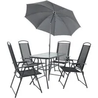VCM Garten-Essgruppe 5-tlg Sitzgruppe Gartenmöbel Tisch Stühle Set 110, (Set, 5-tlg., 1x Tisch 4x Stuhl)
