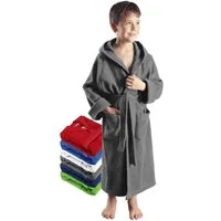 Arus Kinderbademantel für Jungen und Mädchen, mit Kapuze, in vielen Farben erhältlich, 100% Baumwolle, Kapuze, Gürtel, mit zwei Taschen, farbenfroh