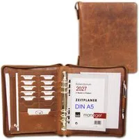 ALMADIH Konferenzmappe 2026 2027 Ledermappe Organizer A5 Leder Terminplaner braun, schwarz