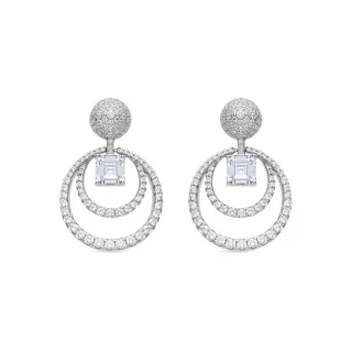 Luxenter 925 Sterlingsilber- und Brilliant Zirconia-Ohrringe mit Rhodium-Finish – Metrih