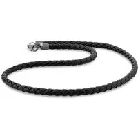 Kuzzoi Lederband Herren Lederkette Geflochten Schwarz 925 Silber