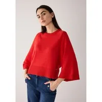 MORE&MORE Rundhalspullover kurzer 3/4 Arm Pullover, weit