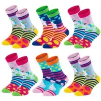 TippTexx 24 Socken 6 Paar bunte Kindersocken, sanfte Baumwolle, für Mädchen & Jungen (6 Paar) handgekettelte, weiche Naht