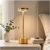 ZMH Tischleuchte Tischleuchte Gold/Schwarz/Weiß USB LED Akku Touchdimmer, Touch-Steuerung, LED fest integriert, Warmweiß-Neutralweiß-Kaltweiß, Mehrere Helligkeitsstufen
