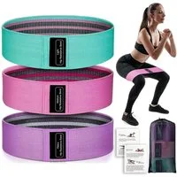 SURFOU Trainingsbänder Fitnessbänder Resistance Bands Set mit 3 Stärken Widerstandsbänder, Rutschfest, Elastisch mit Tragetasche für Pilates, Yoga, Krafttraining