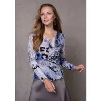 Passioni 2-in-1-Strickjacke mit Print in blau und schwarz Twinset