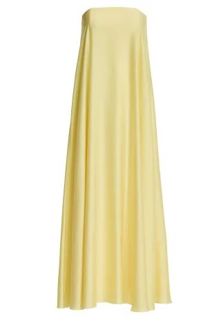 SWING - Trägerloses Abendkleid aus Satin Chiffon mit eingearbeiteter Korsage pastel yellow - Gr. - 36