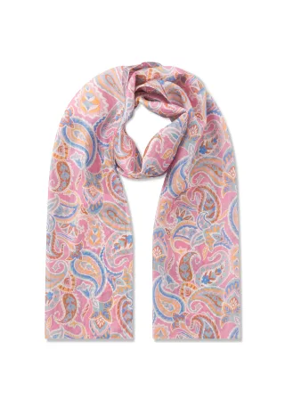 Premium Schal aus reiner Seide mit Paisleymuster pink - Gr. - one size
