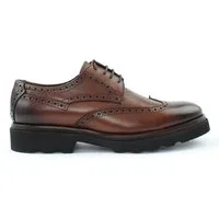Celal Gültekin Brogue Schnürschuhe Blockabsatz Glattleder Perforierung Casual Herren Schnürschuh Glattleder, Brogue-Perforierung, Plateau-EVA-Sohle, Braun, 44