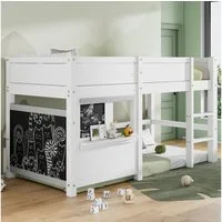 Flieks Hochbett Kinderbett Spielbett Etagenbett mit 2 Tafeln 90x200cm Kiefer