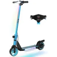 RCB Elektro-Kinderroller R12 Elektrischer Kinder-Scooter, klappbar, bis 10 km Reichweite, LED, Belastbarkeit 50 kg, (1-tlg), Seitliches Licht leuchtet dauerhaft, Schutzblech auch als Bremse.