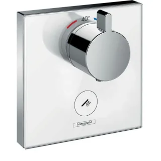 hansgrohe ShowerSelect Brausethermostat 15735400 Highflow, Unterputz,1 Verbraucher,Glas weiß-chrom