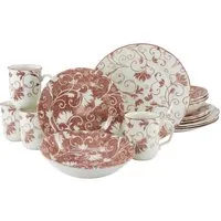 CreaTable Kombiservice Damask Pink (16-tlg), 4 Personen, Steingut