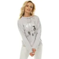Passioni Langarmshirt mit Statementprint sportiver Schnitt, Frontdruck