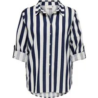 ONLY CARMAKOMA Longbluse CARGOA 3/4 STRAP LINEN BL SHIRT CC PNT mit Leinen