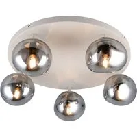 s.Oliver Deckenleuchte ANJELLA, Deckenlampe exkl. E14, in warm grey (beige) + smoke Glas, Leuchtmittel wechselbar, warmweiß - kaltweiß, mit mundgeblasenen Glasschirmen in rauchgrau, max 10W